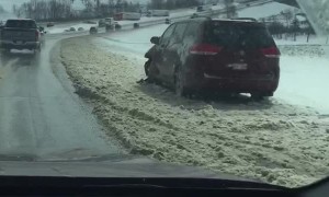 Snow Storm Causes Mass Highway Slide-Offs