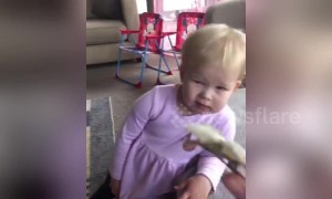 Two adorable toddlers with two hilarious views on hair clips