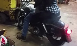 Man Makes Motorcycle Tire Erupt into Flames