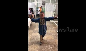Afghan boy who lost leg to landmine dances for joy with new prosthetic limb