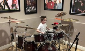Inspiring moment 10-year-old boy with autism rocks out on drums