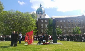 People gather at London's Imperial War Museum to commemorate Victory Day
