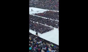 Graduation in Boulder, Colorado begins with a snowball fight
