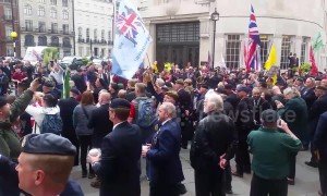British Army veterans protest outside BBC over Soldier F case