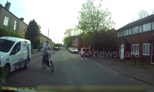 'He nearly died!' Young cyclist has lucky escape due to UK driver's great reflexes