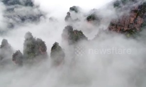 Spectacular drone footage of clouds in mountains in southern China