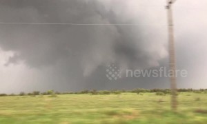 Giant supercell is the genesis of a devastating twister which devastated Magnum, Oklahoma USA