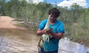 Man Catches Freshwater Crocodile with Bare Hands