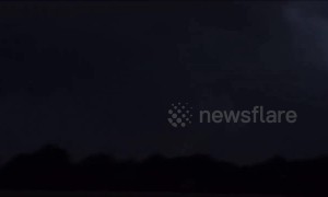 Terrifying night-tornado illuminated by streaks of lightning in Oklahoma, USA