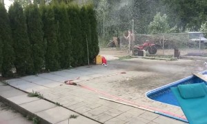 Sending a Snowmobile Over a Swimming Pool Fail