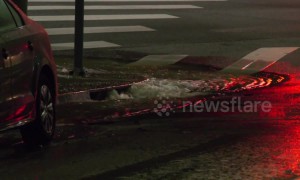 Los Angeles streets flooded by broken water main