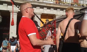 Central Madrid is full of revellers while football legends' jerseys are on display