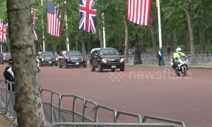 Empty streets greet Trump motorcade as it enters the Mall, central London