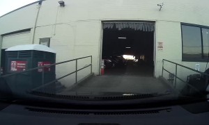 Valet Backs Car into Concrete Pole