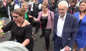 Labour's Corbyn, Thornberry and Abbott arrive for anti-Trump rally