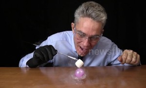 Aussie scientist uses tiny equipment and liquid nitrogen to create amazing experiments