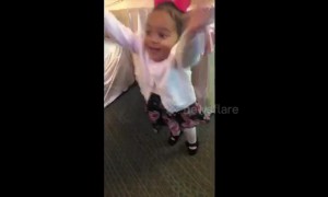 Baby girl gets extremely excited for father-daughter dance