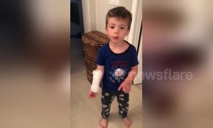 'It's a big Band-Aid!' Little boy accidentally uses sanitary towel as a plaster