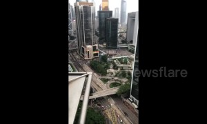 Time-lapse footage shows demonstrators gathering in Hong Kong on second day of protests