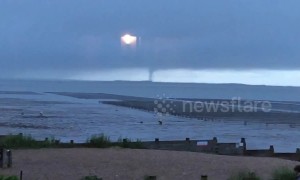 Rare 'tornado' filmed in skies off English coast