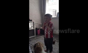 UK toddler has adorable victory dance after beating parents with spoon-on-nose trick