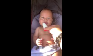 Breastmilk popsicle is a hit for teething baby on a hot day