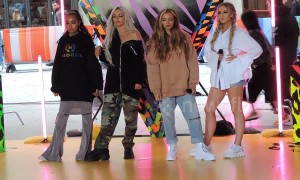Candid moment as Little Mix get ready for show in London