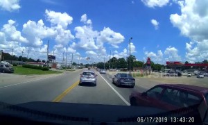 US dashcam footage captures the moment a crash happens in time with music on radio