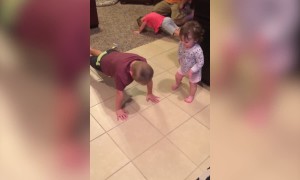 Cute Baby Tries to do Pushups