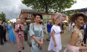 Stylish women wear hats made from their own hair at Ascot Ladies Day