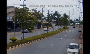 Truck crashes into electricity pole in Thailand causing power outage