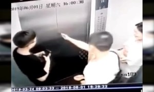 Elevator doors crash open after man one-inch punches them in China