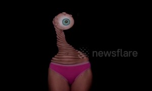 Artist turns herself into a monster with bodypaint illusion