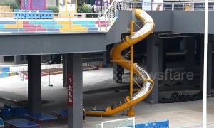 32-foot-high spiral slide has been built at Chongqing train station