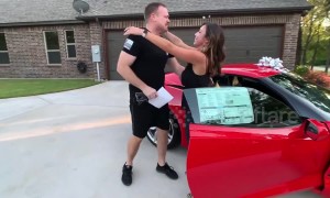 Texas man has emotional reaction to wife surprising him with brand-new Chevrolet Corvette