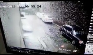 Security cam captures moment wall collapses on parked cars in Mumbai