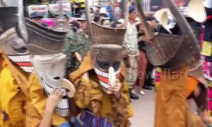 Locals wear ghost masks at spirit worship festival in Thailand