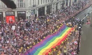 London Pride 2019 gets underway with huge rainbow flag