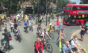 Extinction Rebellion climate protesters halt London traffic with mass ride-out