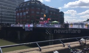 Climate activists form blockade in central Bristol as part of coordinated national protest