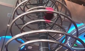 Dishes served via spiral slides at China's Spacelab restaurant