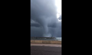Insane tornado footage captured off of French coast
