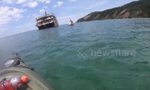 Kayakers explore haunting shipwreck in Lake Michigan