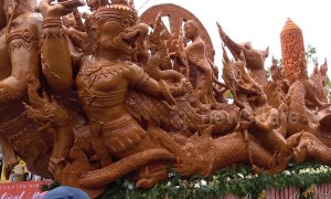 Beautiful giant wax sculptures mark Buddhist Lent in Thailand