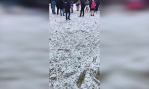 Footballers Continue Game Following Huge Hail Storm