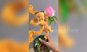 Talented man carves impressive artwork out of food in China's Chengdu