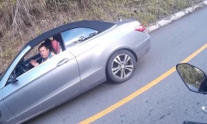 Close Call as Car Clips Motorcycle