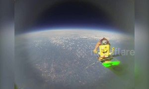 SpongeBob goes to space after GoPro attached to weather balloon is launched from US
