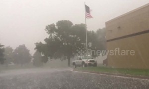 Storm drops hail in Blaine, Minnesota