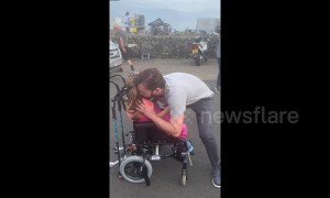 A rising star! Four-year-old girl with cerebral palsy gets embraced by David Tennant on TV set